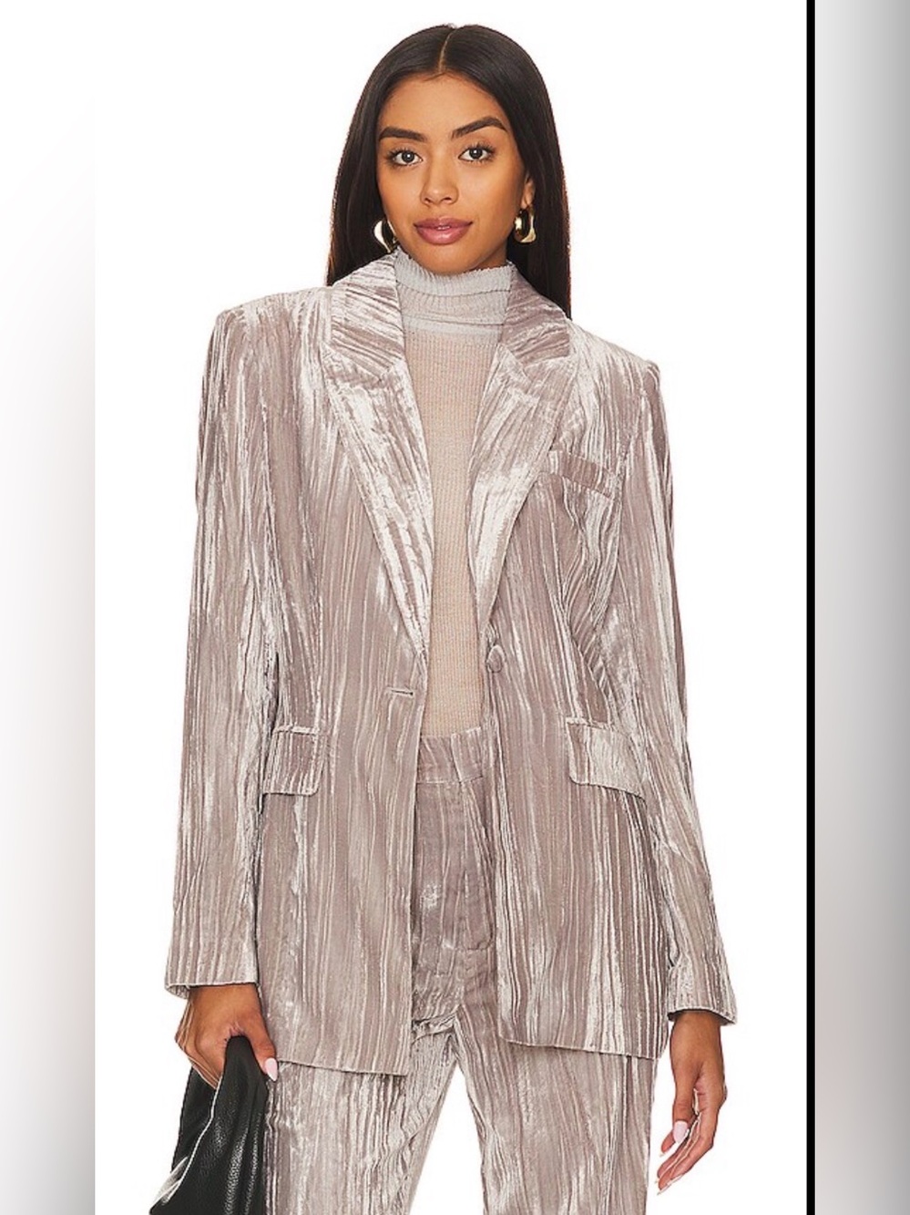 Steve Madden Blush-Cream Crushed Velvet Blazer